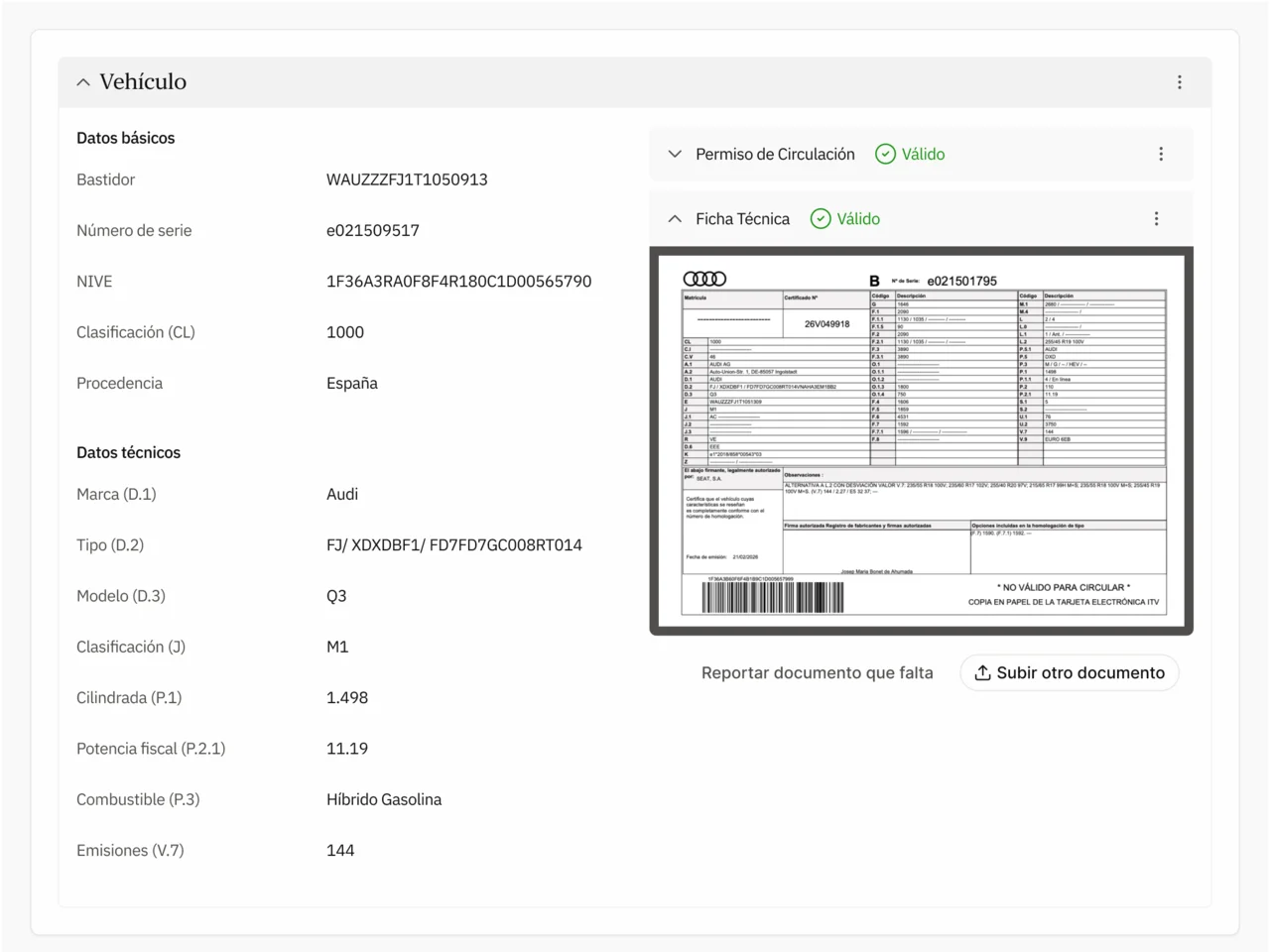 Expediente completo y alineado con los requisitos de la administración